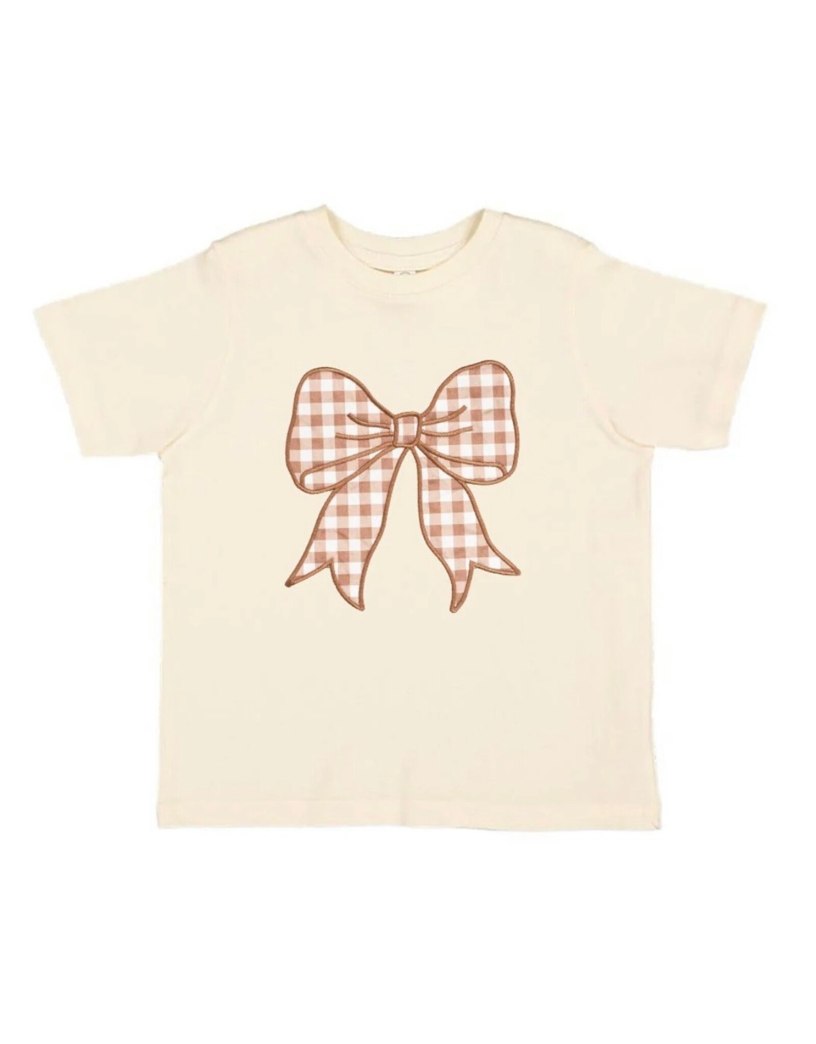 Sweet Wink- Gingham Bow Patch S/S Natural Tshirt