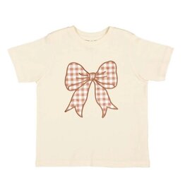 Sweet Wink- Gingham Bow Patch S/S Natural Tshirt