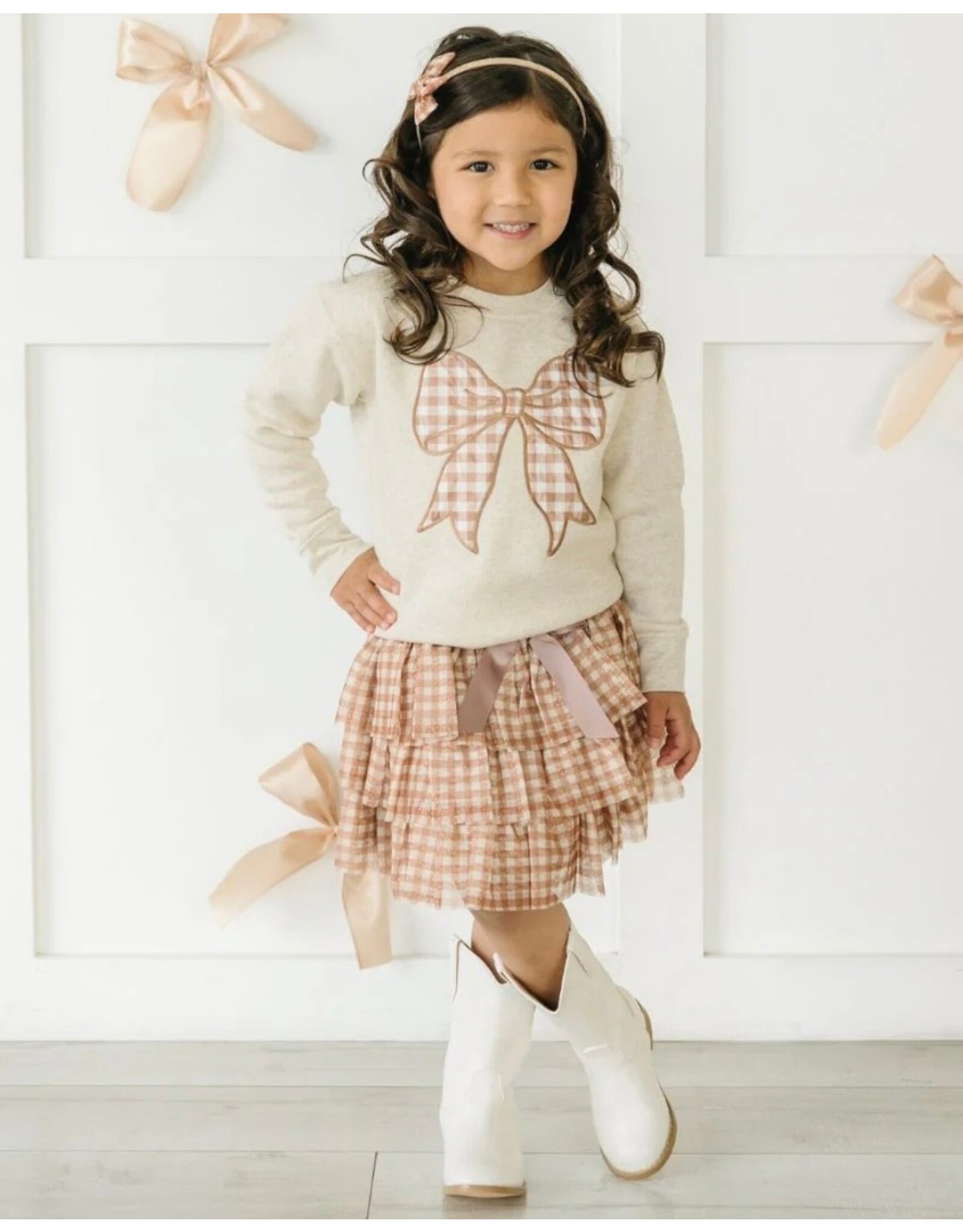 Sweet Wink- Gingham Printed Tulle Tiered Tutu