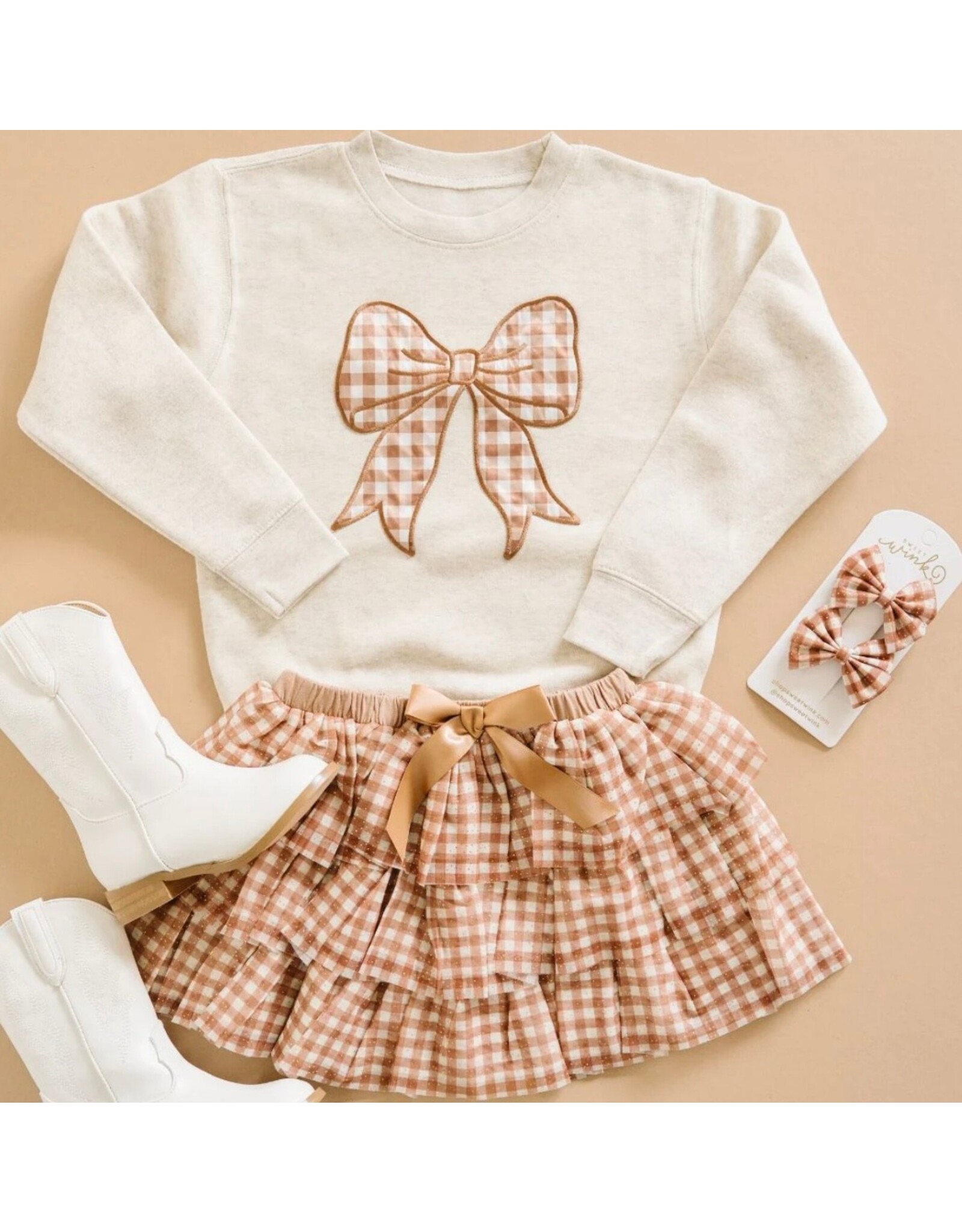 Sweet Wink- Gingham Printed Tulle Tiered Tutu