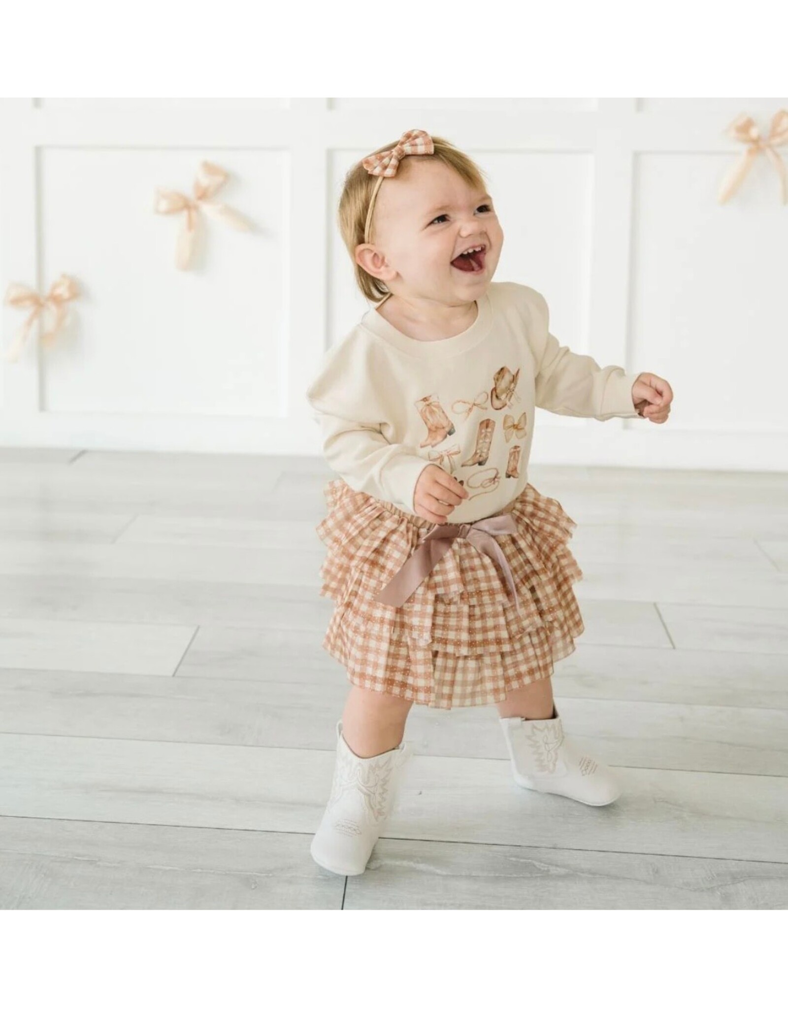 Sweet Wink- Cowgirl Cutie L/S Natural Romper
