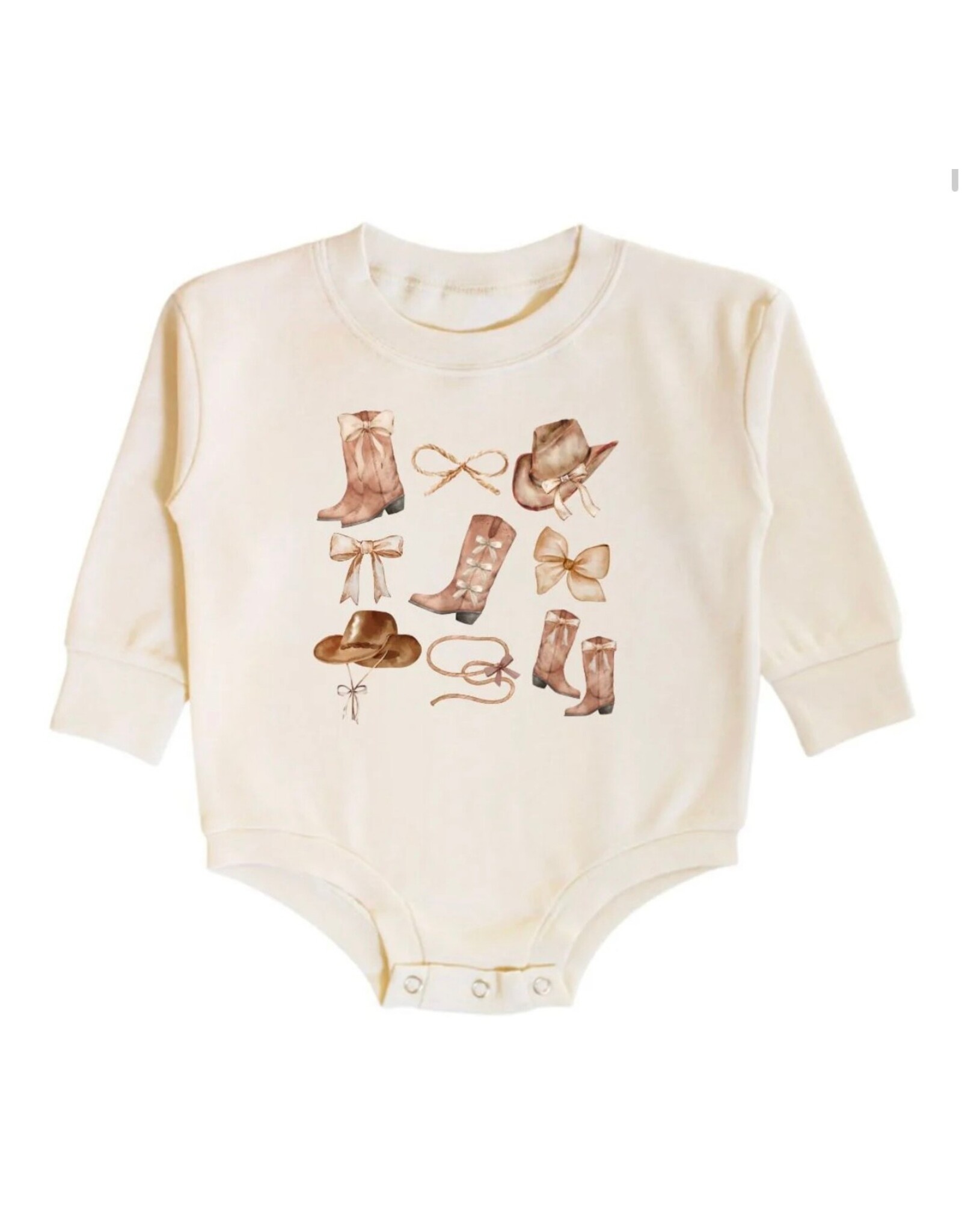 Sweet Wink- Cowgirl Cutie L/S Natural Romper