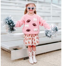 Sweet Wink- Football Bows Patch Knit Sweater