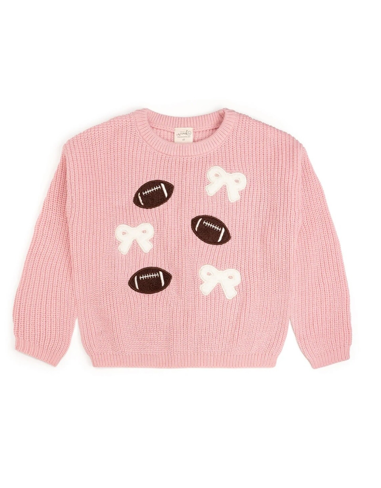 Sweet Wink- Football Bows Patch Knit Sweater