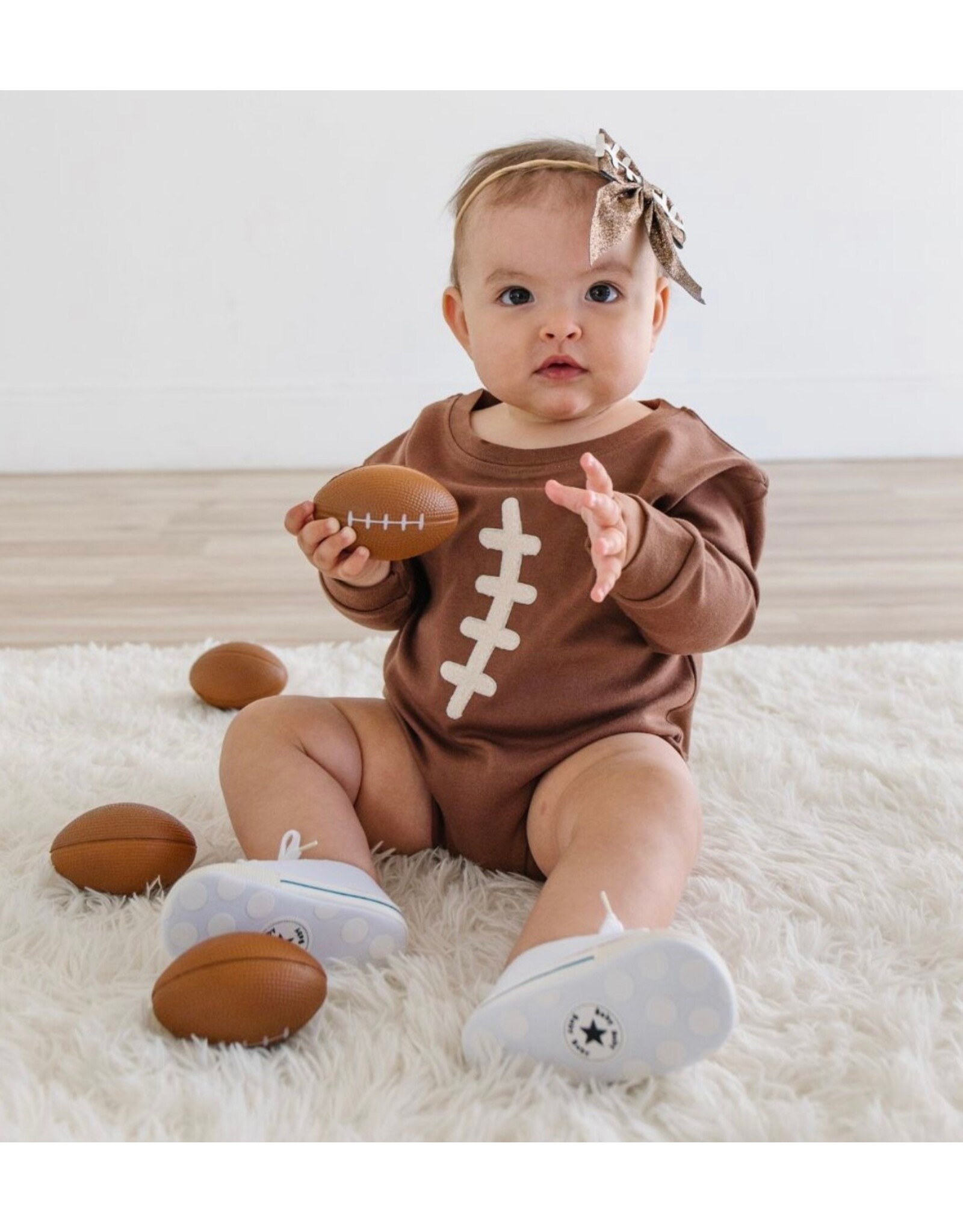 Sweet Wink- Football Lace Patch L/S Romper