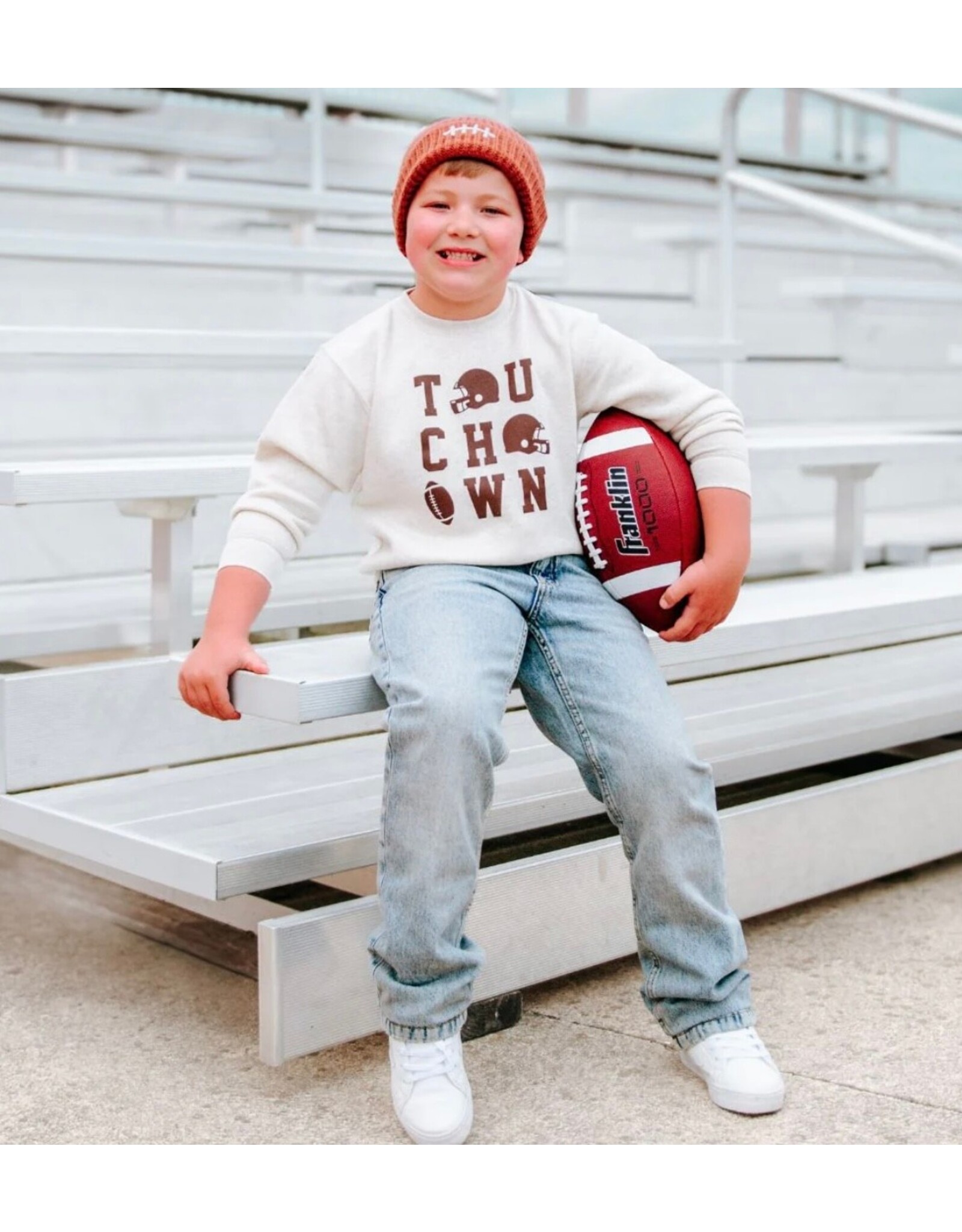 Sweet Wink- Football Lace Patch Mocha Beanie