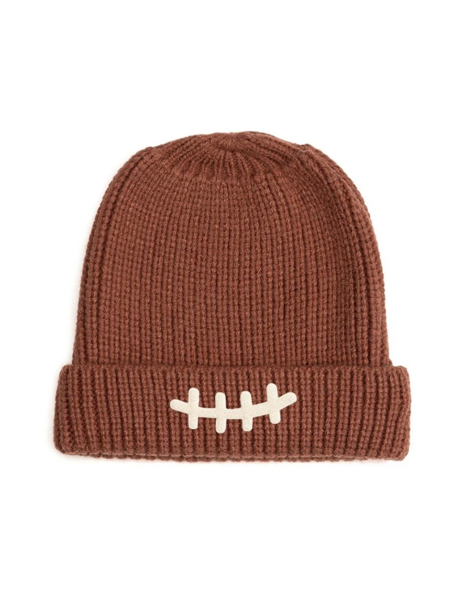 Sweet Wink- Football Lace Patch Mocha Beanie