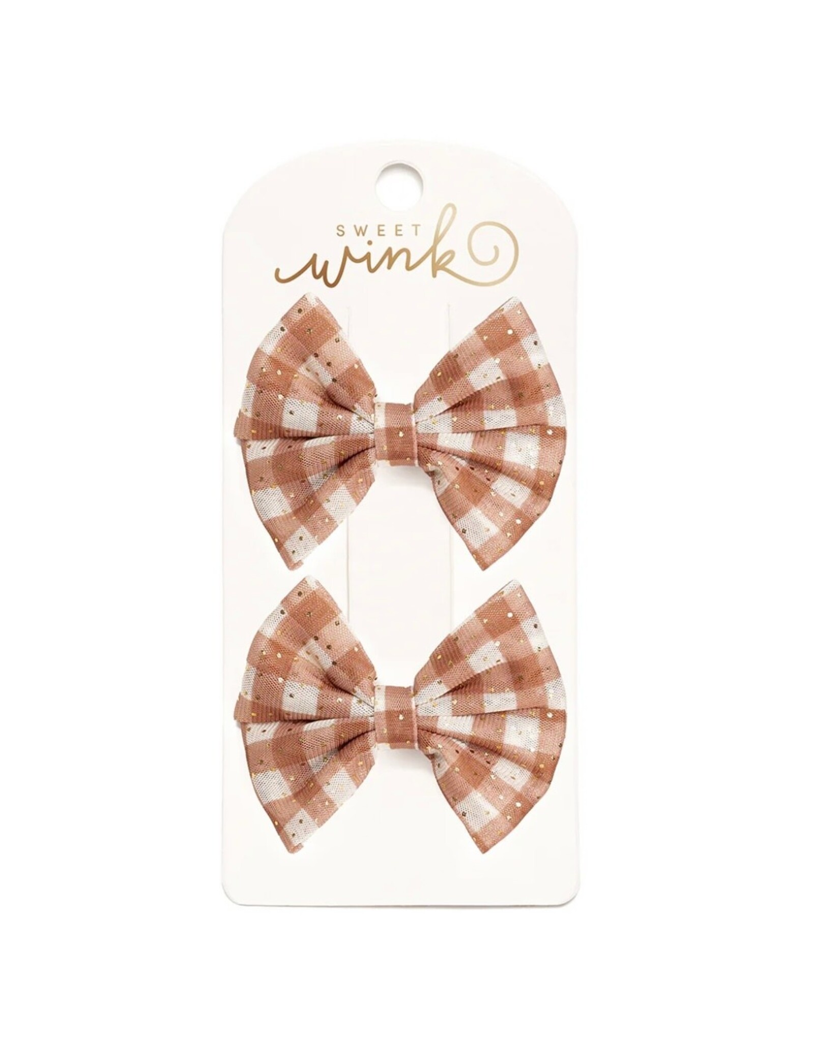 Sweet Wink Sweet Wink- Gingham Printed Tulle Bow Clip Set
