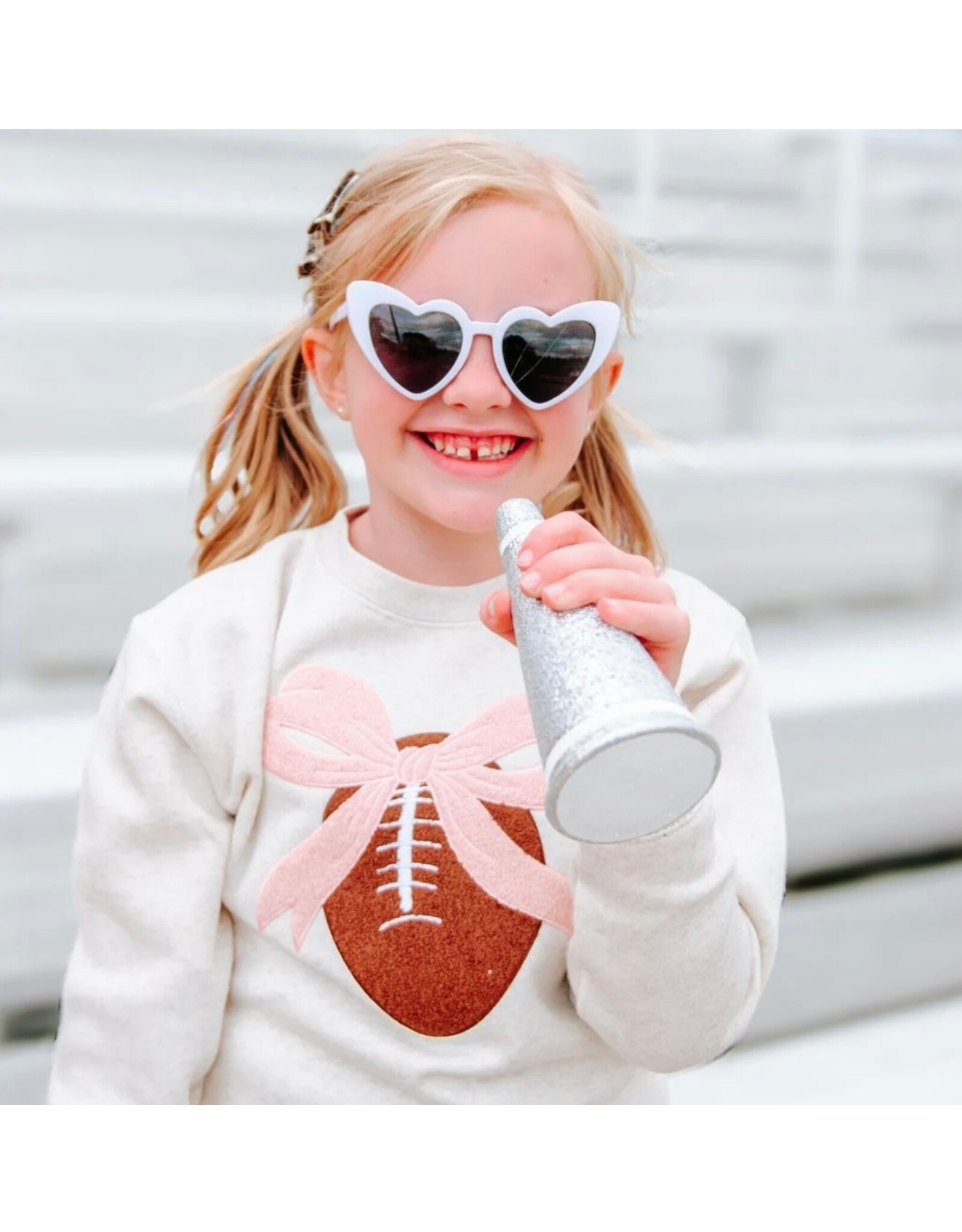 Sweet Wink- Coquette Football Patch Natural Sweatshirt