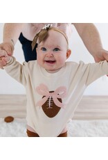Sweet Wink- Coquette Football Patch L/S Natural Romper
