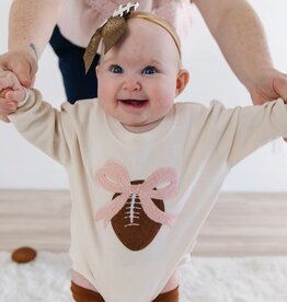 Sweet Wink- Coquette Football Patch L/S Natural Romper
