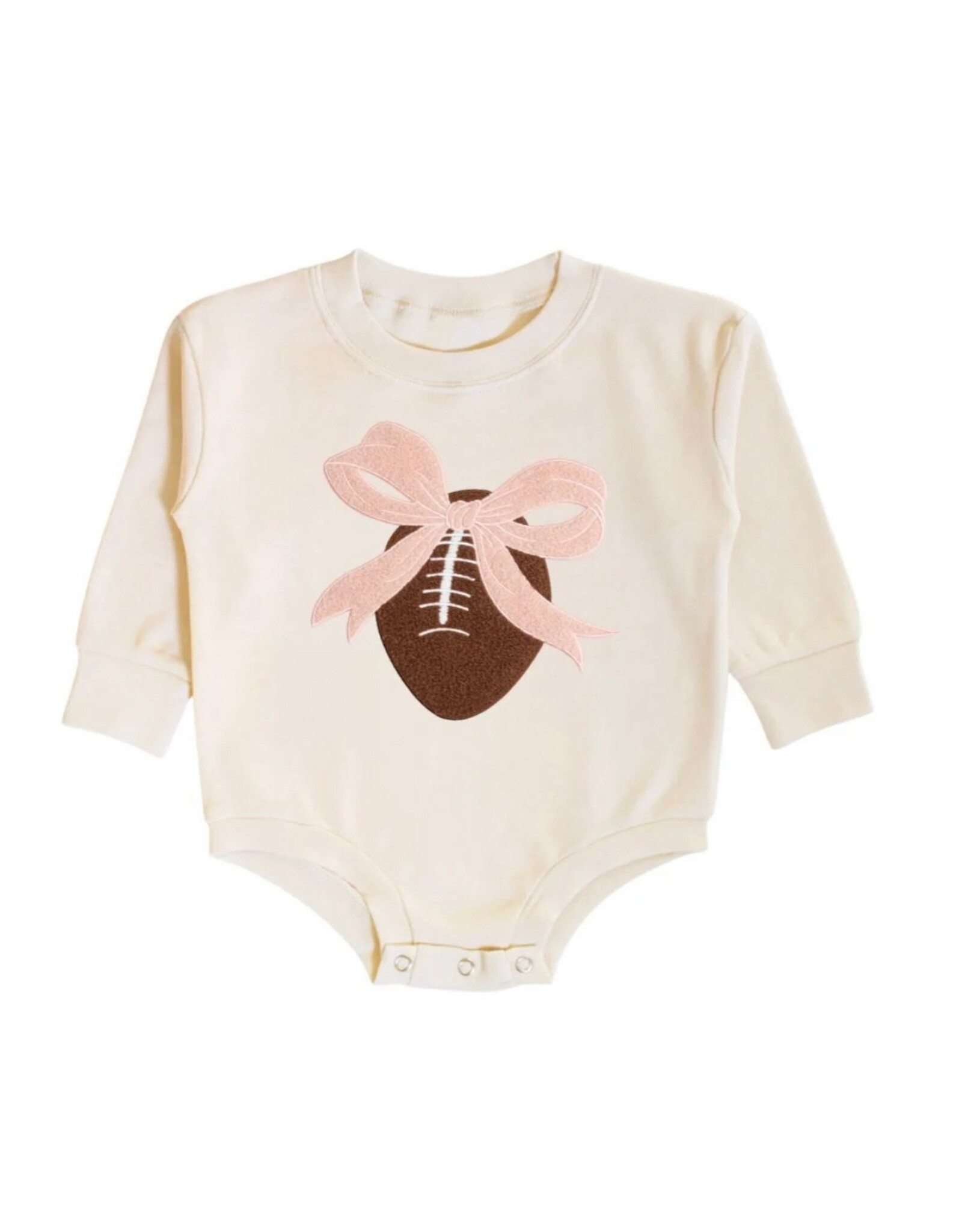 Sweet Wink- Coquette Football Patch L/S Natural Romper