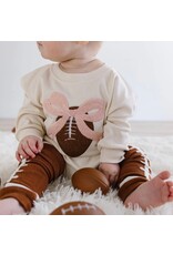 Sweet Wink- Coquette Football Patch L/S Natural Romper