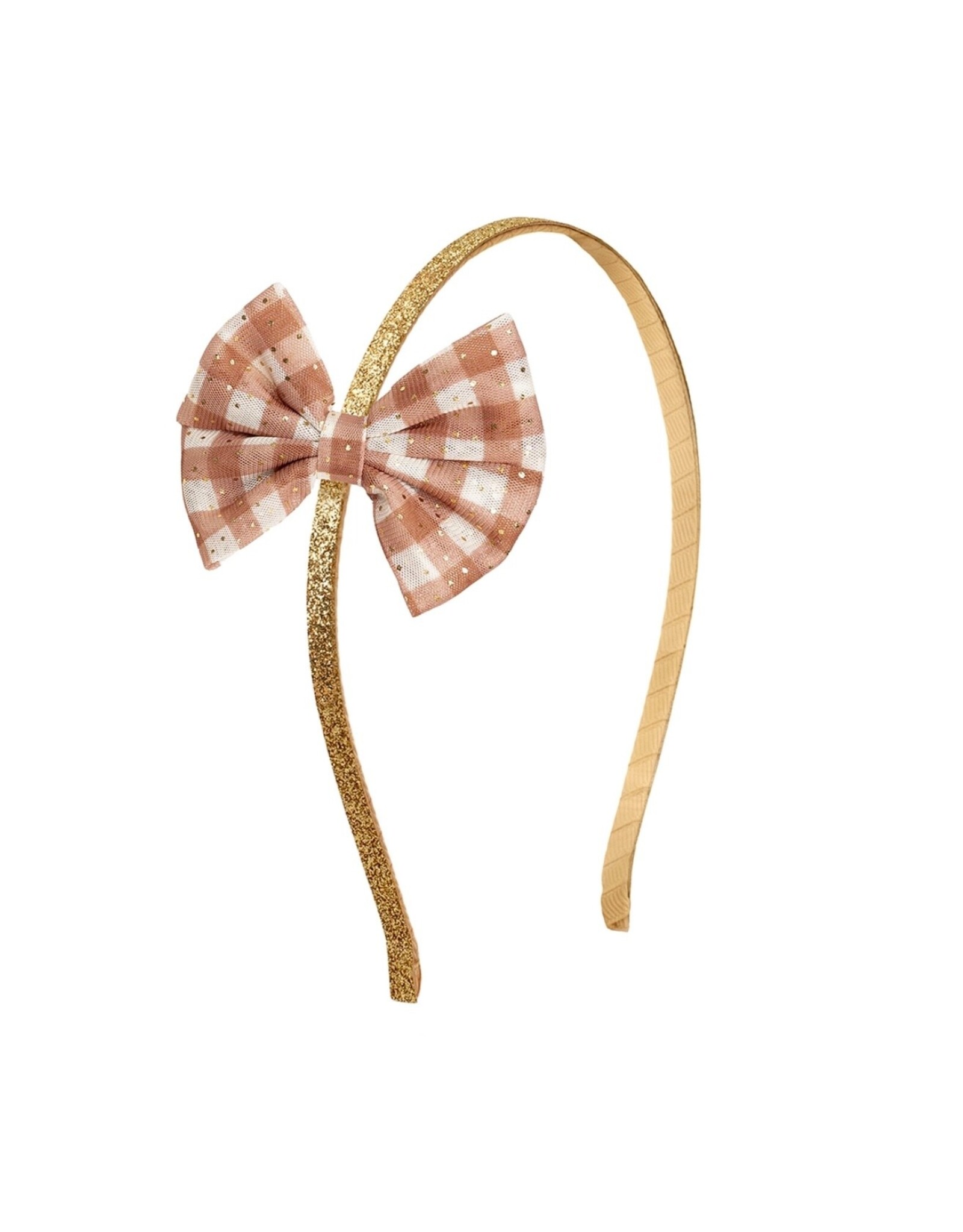 Sweet Wink- Gingham Printed Tulle Bow Headband