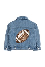 Sweet Wink Sweet Wink- Game Day Football Sequin Patch Denim Jacket