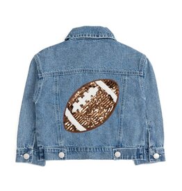 Sweet Wink- Game Day Football Sequin Patch Denim Jacket