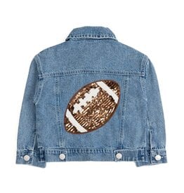 Sweet Wink Sweet Wink- Game Day Football Sequin Patch Denim Jacket
