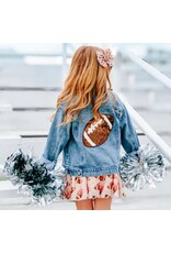 Sweet Wink Sweet Wink- Game Day Football Sequin Patch Denim Jacket