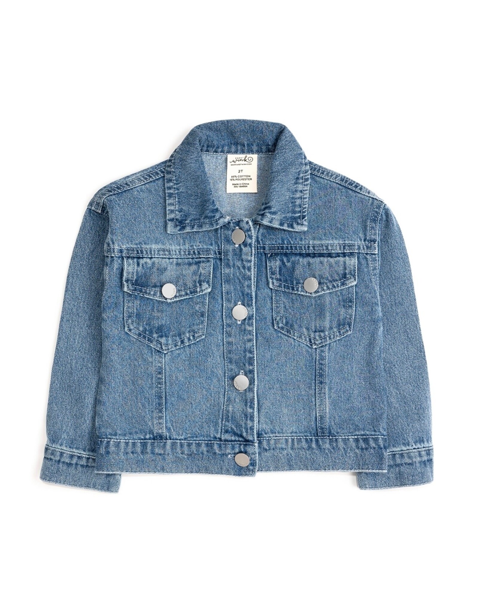 Sweet Wink Sweet Wink- Game Day Football Sequin Patch Denim Jacket