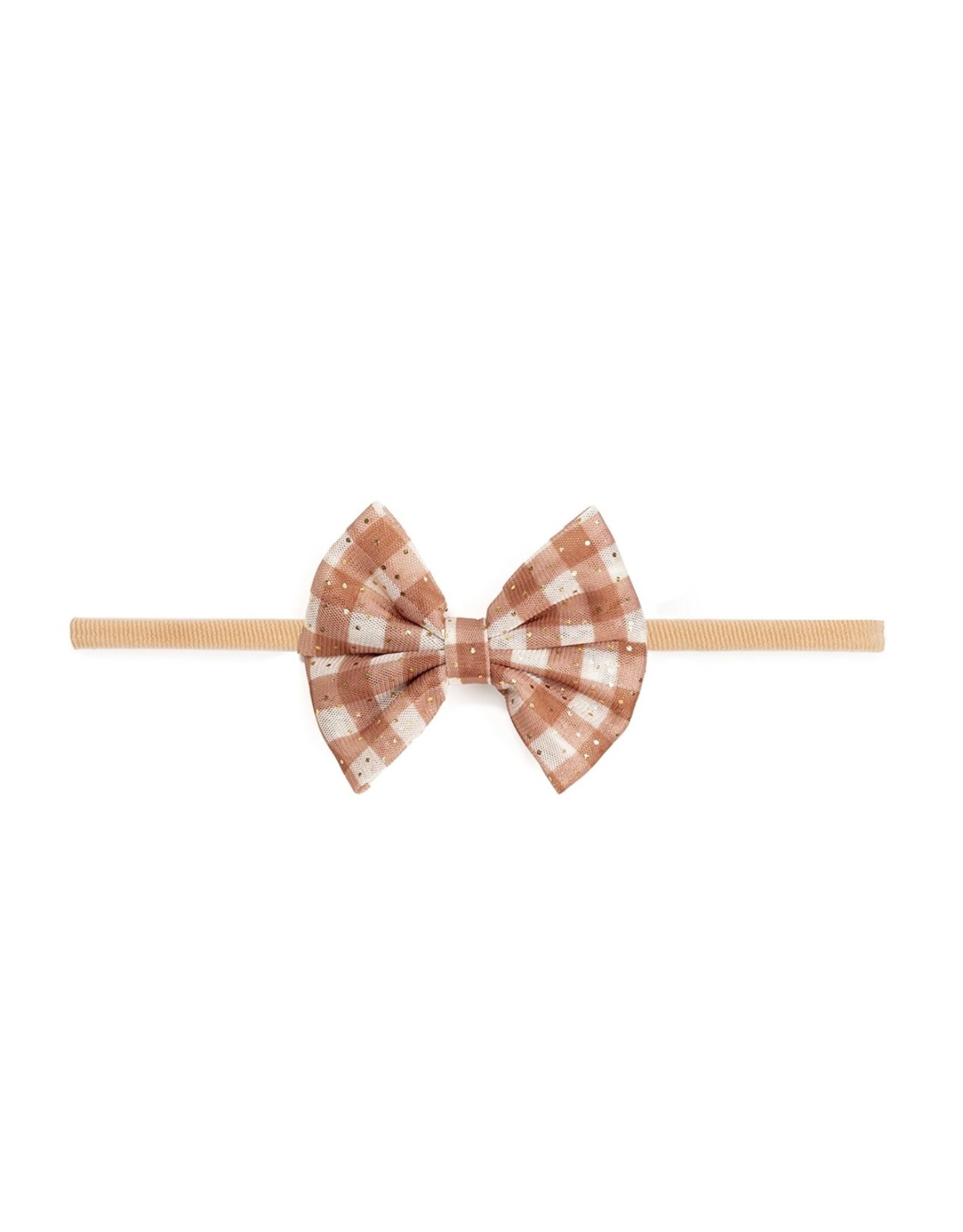 Sweet Wink- Gingham Printed Tulle Bow Baby Headband