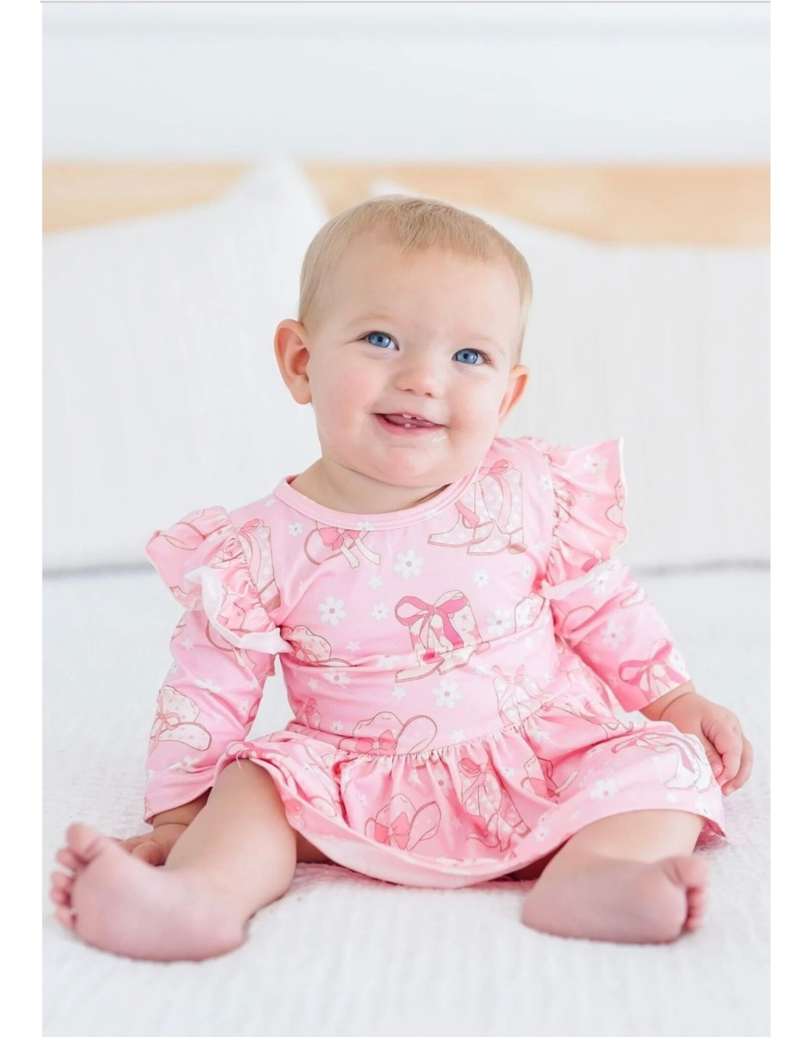 Mila & Rose Mila & Rose- Howdy 3/4 Sleeve Flutter Twirl Bodysuit