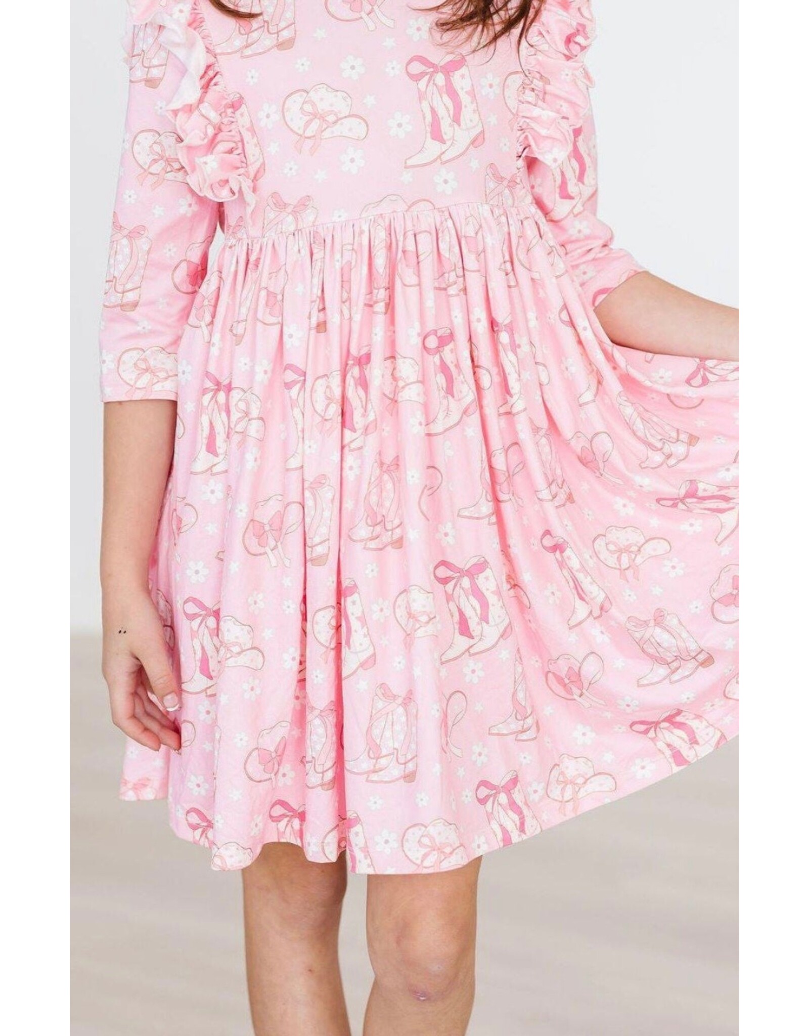 Mila & Rose Mila & Rose- Howdy 3/4 Sleeve Ruffle Twirl Dress