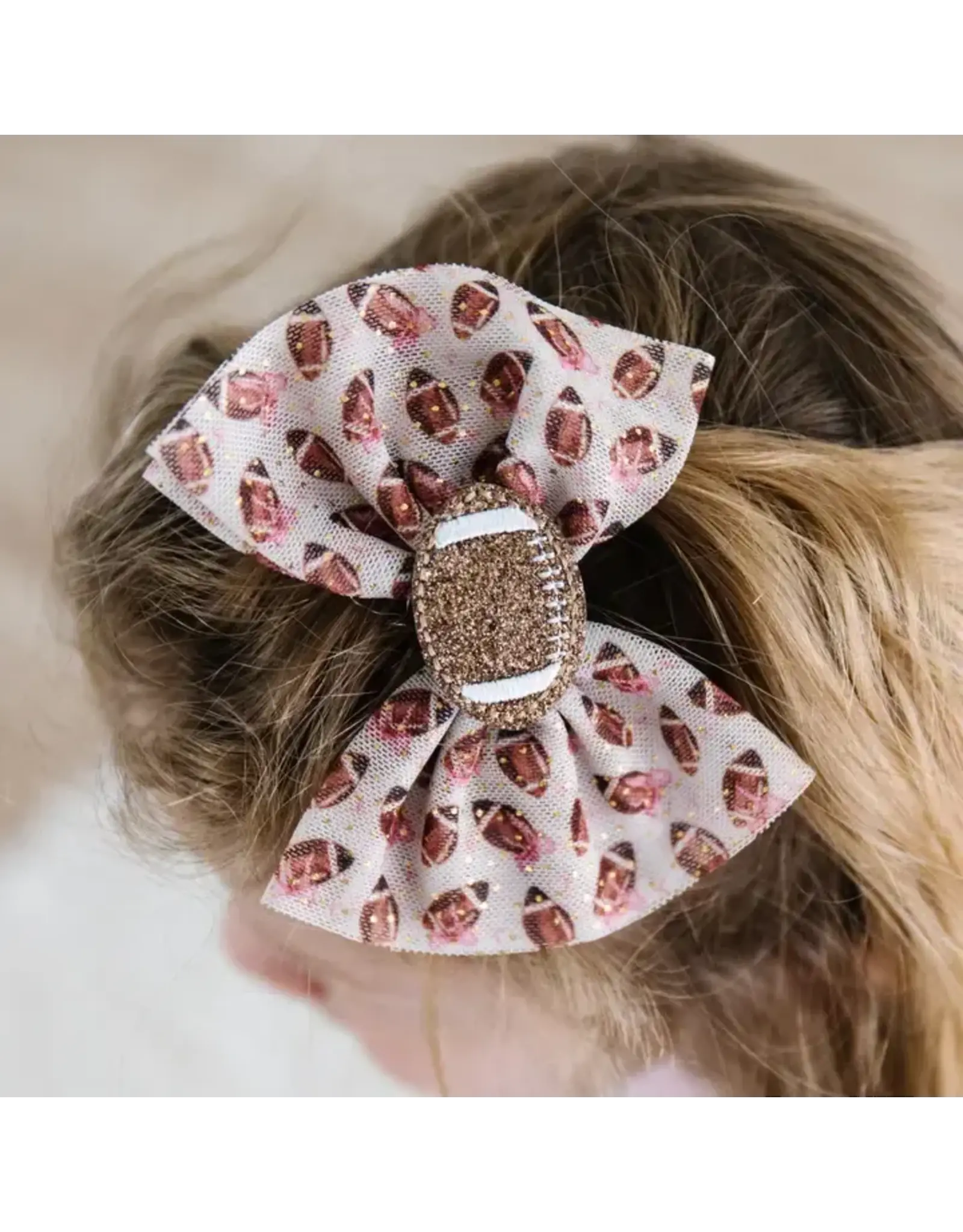 Sweet Wink- Football Cutie Tulle Bow Clip
