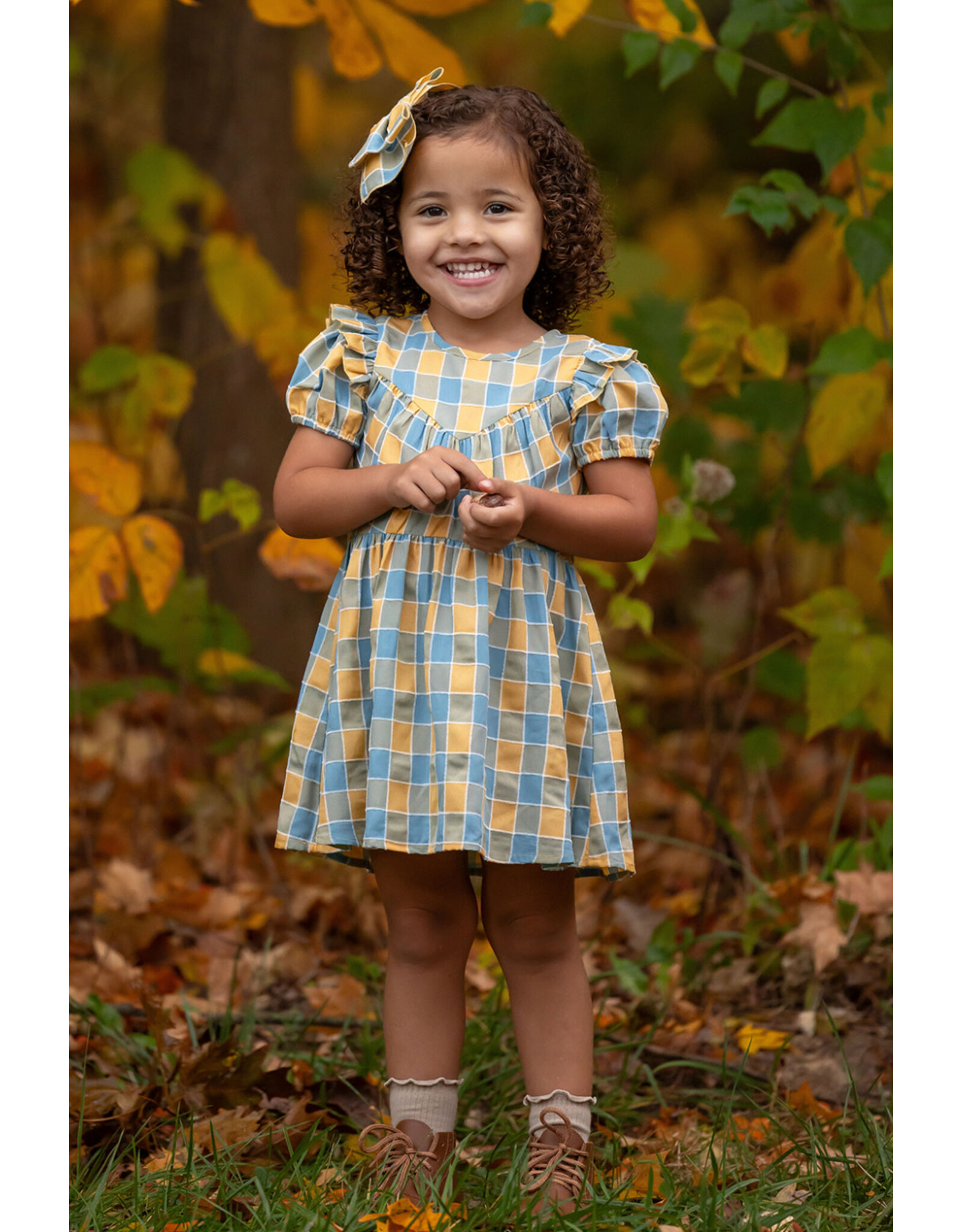 Mabel & Honey Mabel & Honey- Leah Blue & Yellow Dress