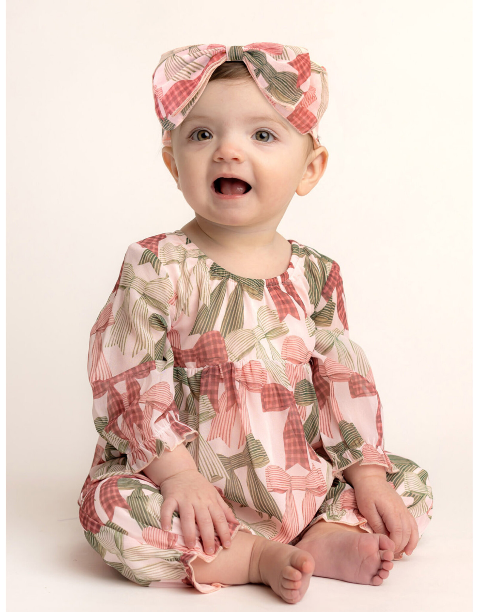 Mabel & Honey Mabel & Honey- Bow-tiful Red Romper