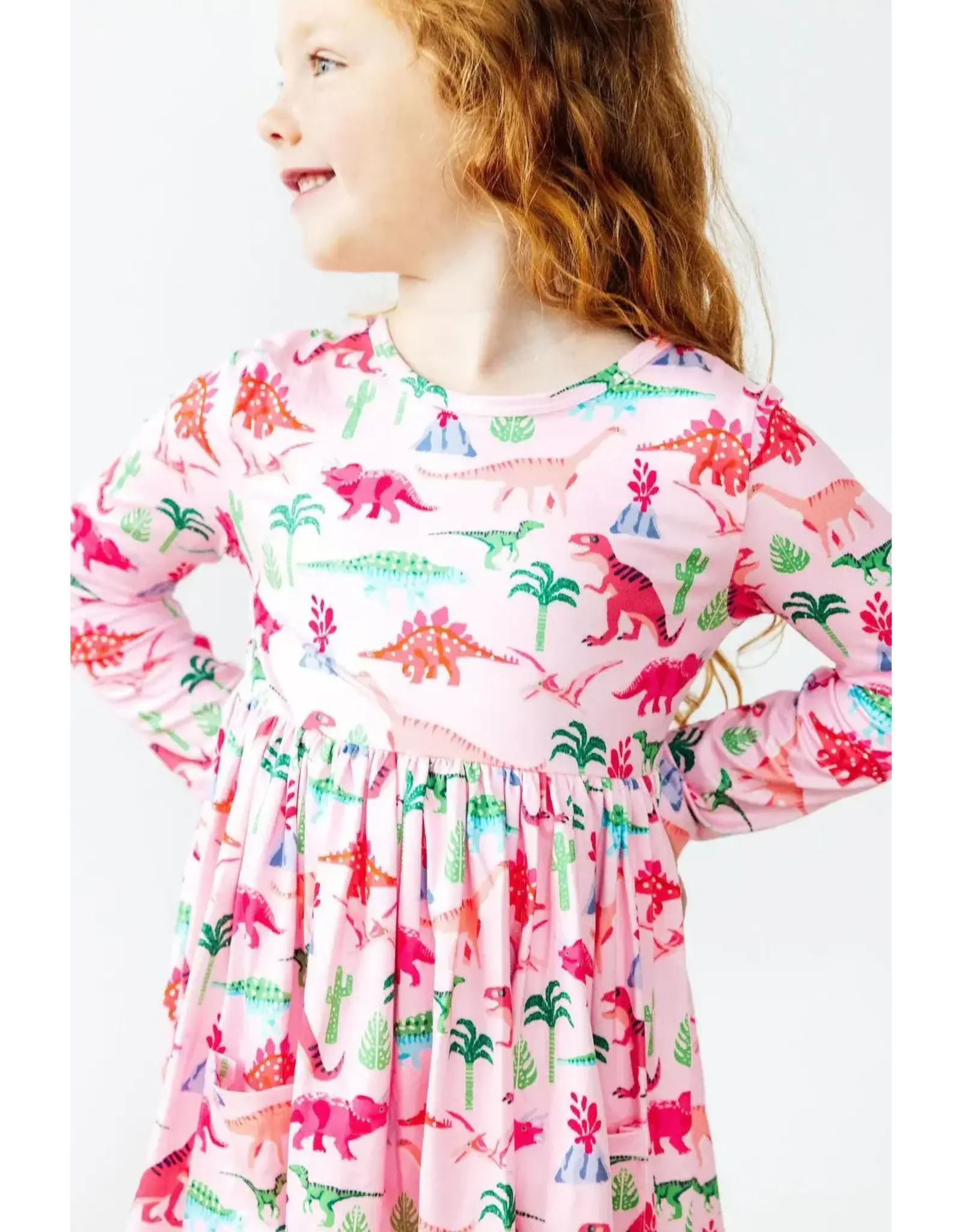 Mila & Rose Mila & Rose- Pinkosaurus Rex L/S PocketTwirl Dress