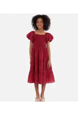 Bonnie  Jean Bonnie Jean- Esme  Maroon Textured Peasant Dress