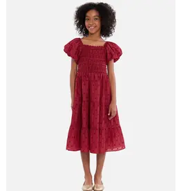 Bonnie  Jean Bonnie Jean- Esme  Maroon Textured Peasant Dress