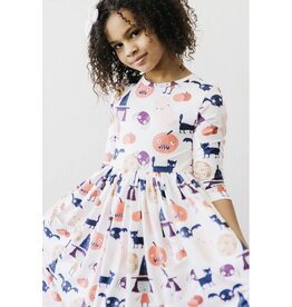 Mila & Rose Mila & Rose- Boo Crew 3/4 Sleeve Pocket Twirl Dress
