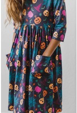 Mila & Rose Mila & Rose- Skeleton Web 3/4 Sleeve Pocket Twirl Dress