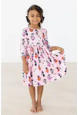 Mila & Rose Mila & Rose-  Purr-fectly Spooky 3/4 Sleeve Pocket Twirl Dress