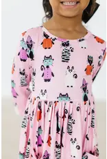 Mila & Rose Mila & Rose-  Purr-fectly Spooky 3/4 Sleeve Pocket Twirl Dress