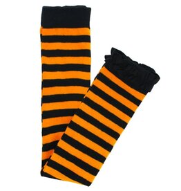 Ruffle Butts Ruffle Butts - Orange/Black Striped Footless Ruffle Tights