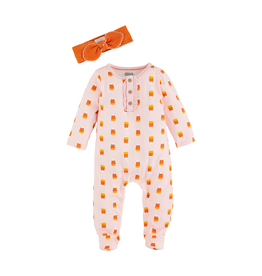Mudpie Mud Pie- Candy Corn Glow Sleeper & Headband 0-3M