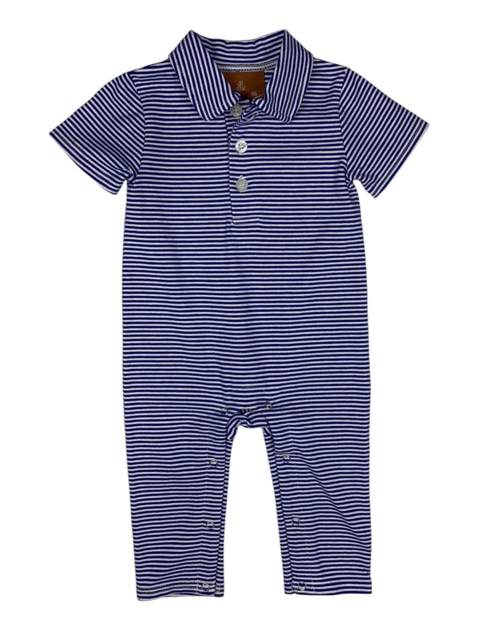 Millie Jay Millie Jay- Dylan Romper: Royal Stripe