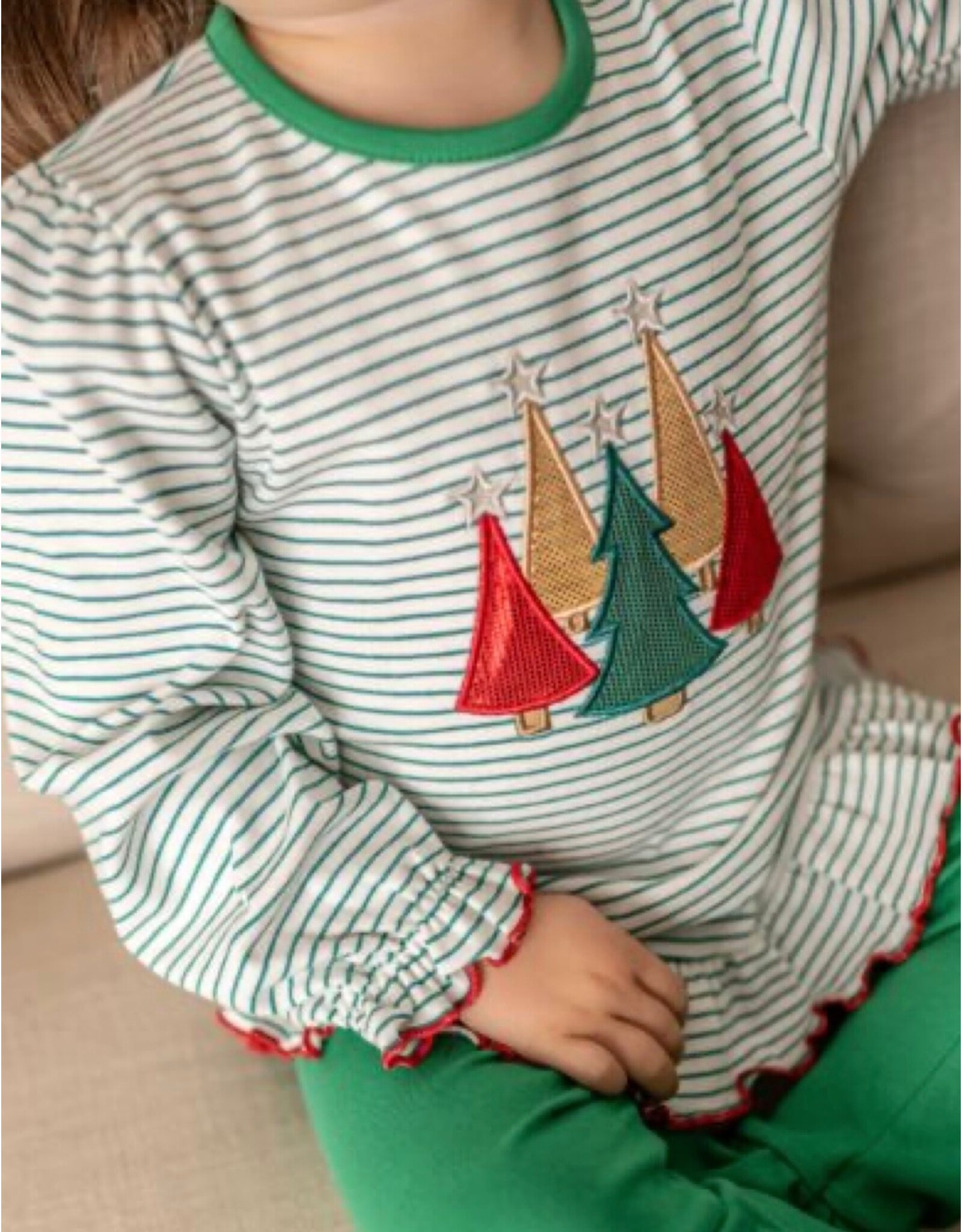 Millie Jay Millie Jay- Sparkly Trees Ruffle Pant Set