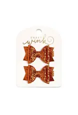 Sweet Wink- Spice Glitter Bow Clip Set