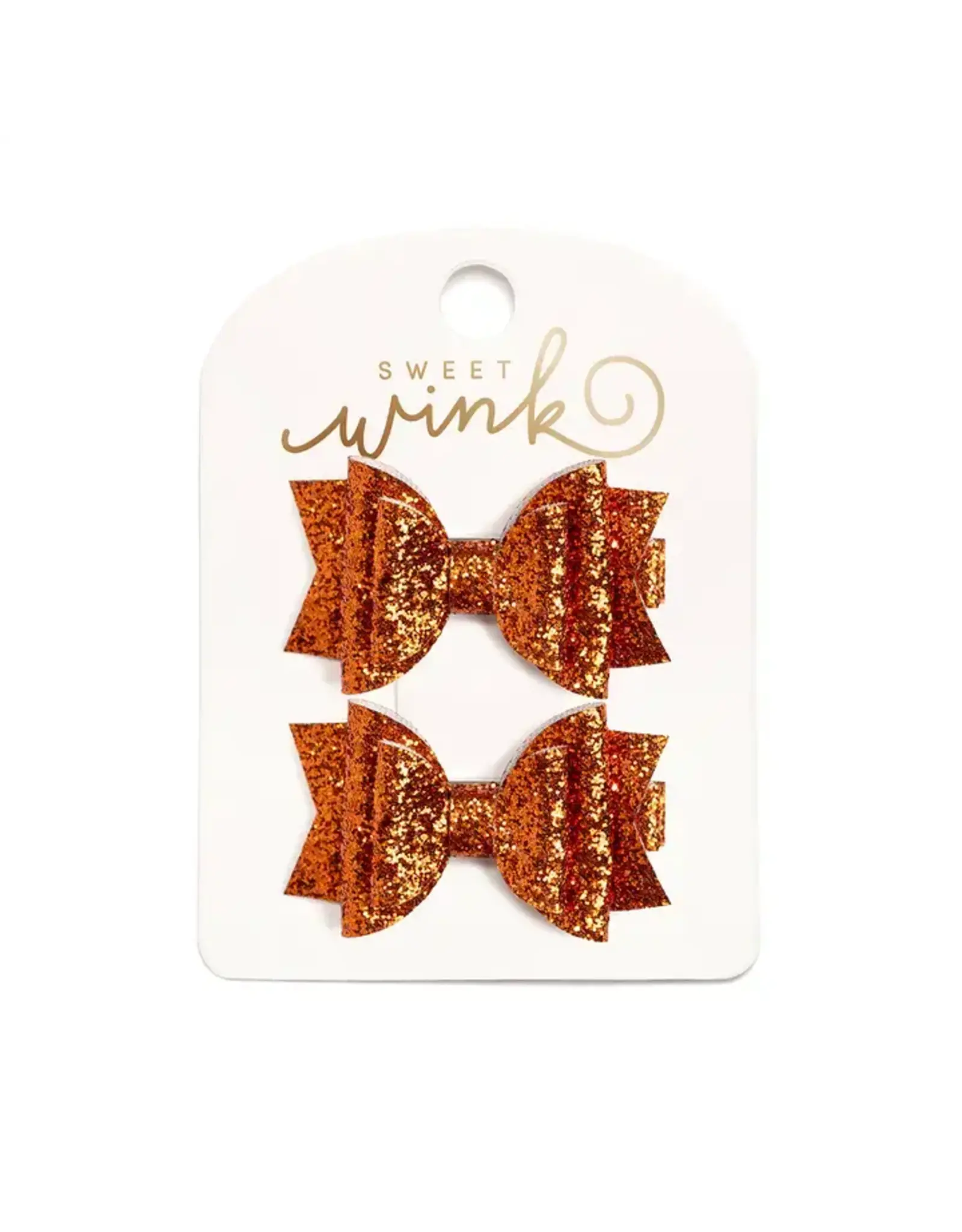 Sweet Wink- Spice Glitter Bow Clip Set
