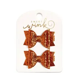 Sweet Wink- Spice Glitter Bow Clip Set