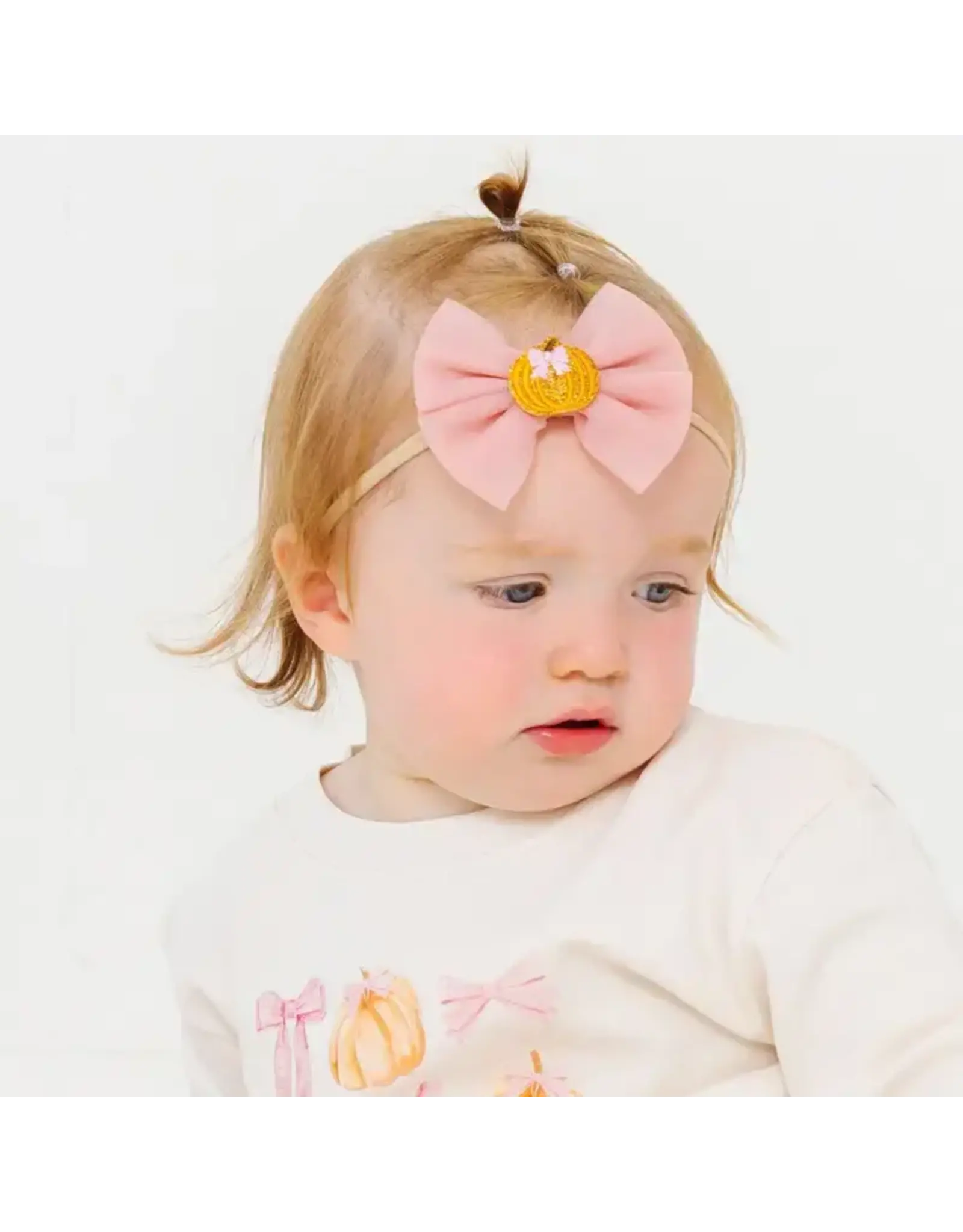 Sweet Wink- Pumpkin Tulle Bow Baby Headband