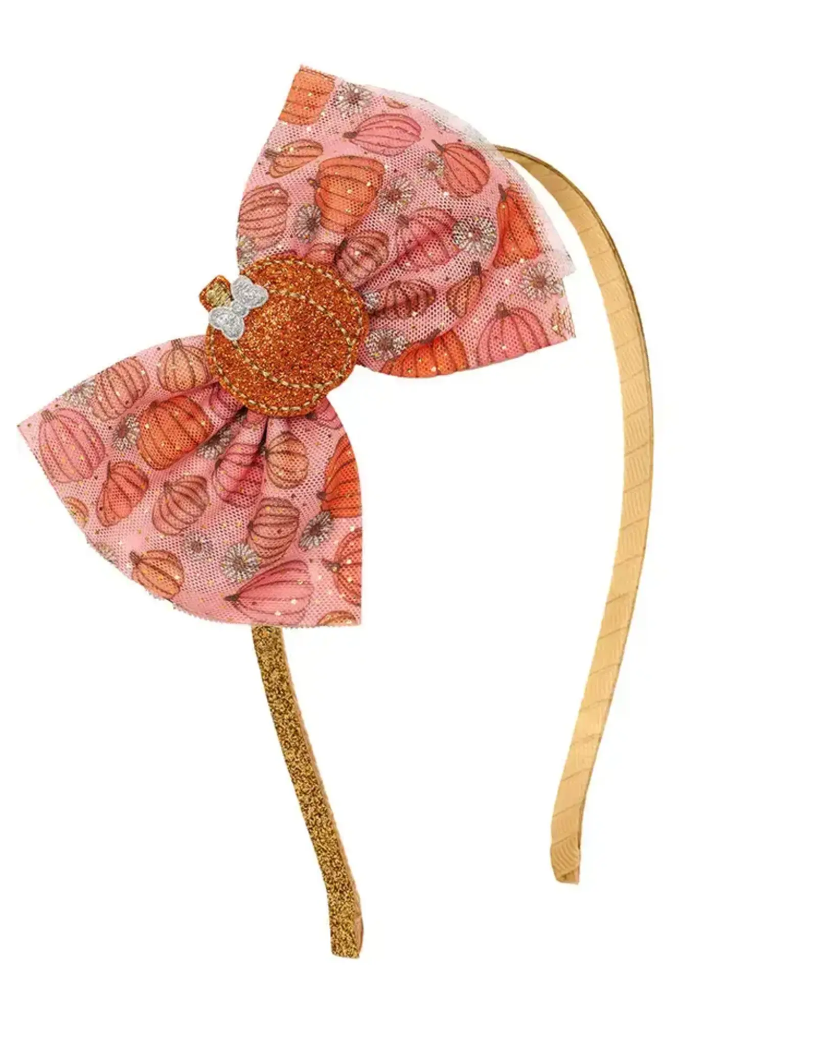 Sweet Wink- Pumpkin Daisy Blush Tulle Hard Headband