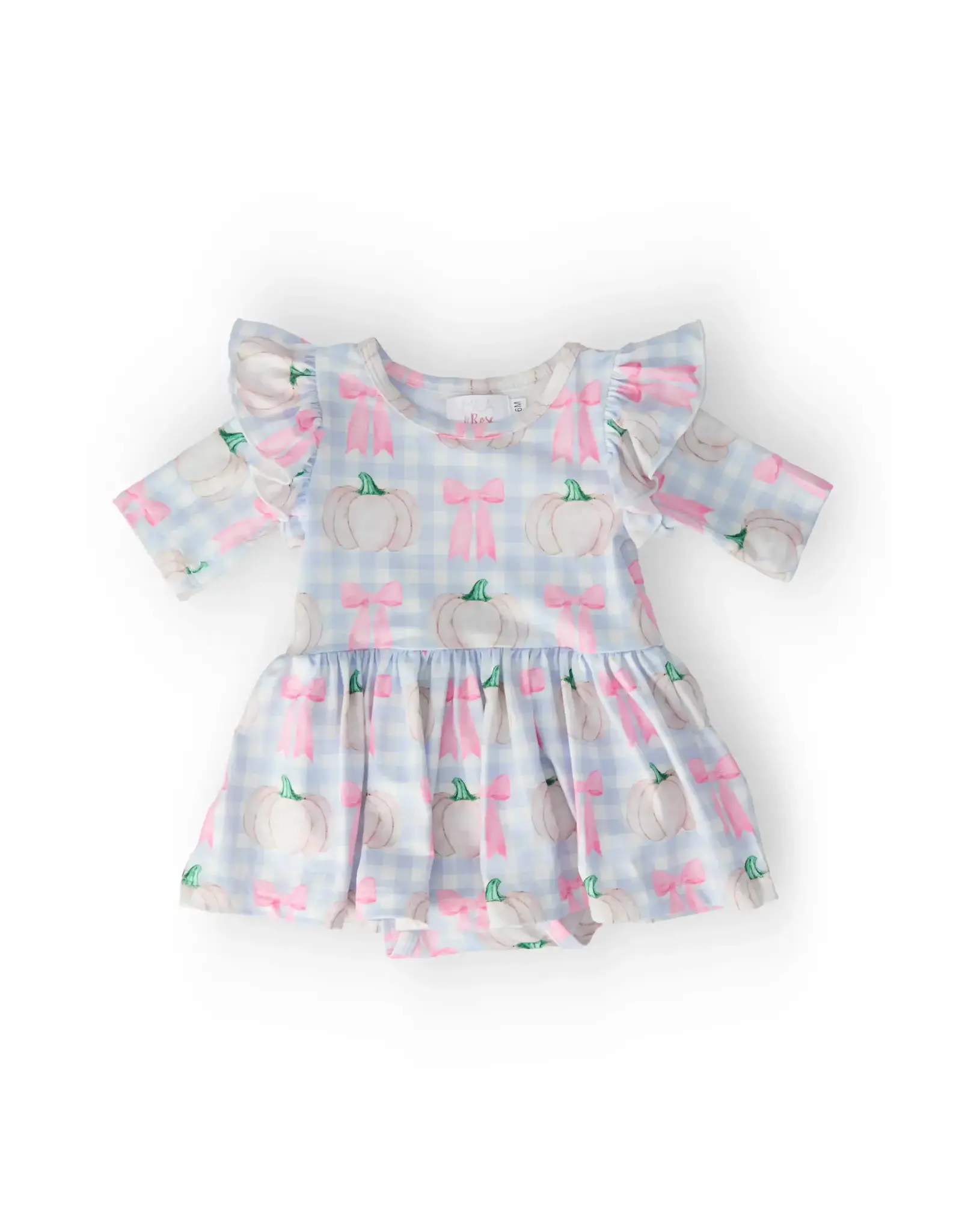 Mila & Rose Mila & Rose- Pumpkin Picnic 3/4 Sleeve Twirl Dress Bodysuit