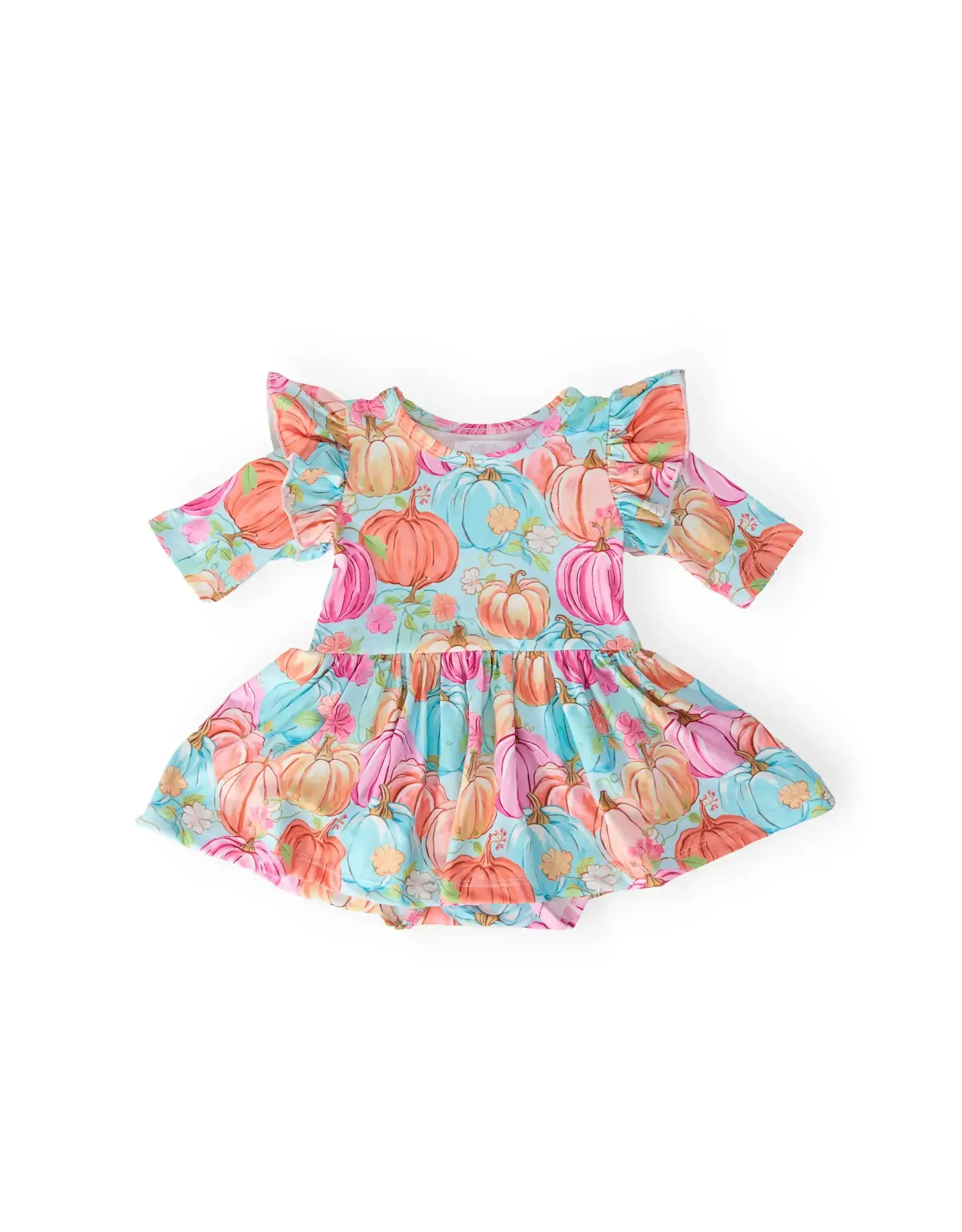 Mila & Rose Mila & Rose- Preppy Pumpkin 3/4 Sleeve Twirl Dress Bodysuit