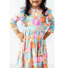 Mila & Rose Mila & Rose- Preppy Pumpkin 3/4 Sleeve Ruffle Twirl Dress