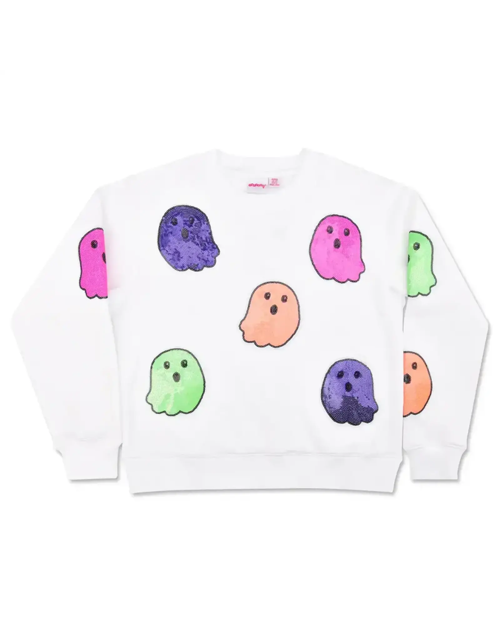 Iscream Iscream- Boo Crew White Sparkle Sweatshirt