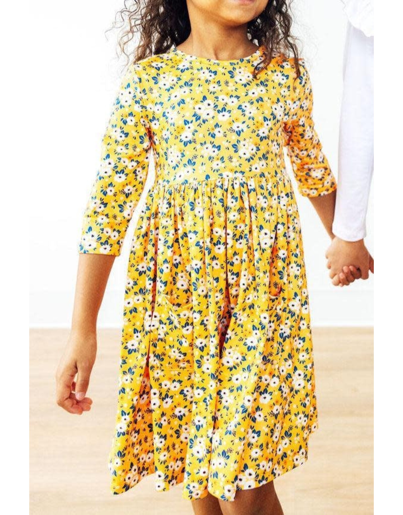 Mila & Rose Mila & Rose- Fall Floral 3/4 Sleeve Pocket Twirl Dress
